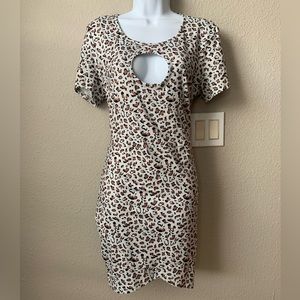 Plus All Over Print Cut Out Front Body-con Dress